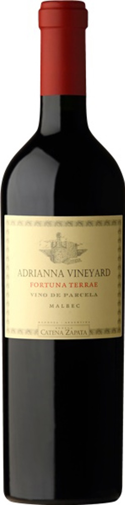2021 Adrianna Vineyard Fortuna Terrae Malbec, Catena Zapata, Gualtallary bottle shot.