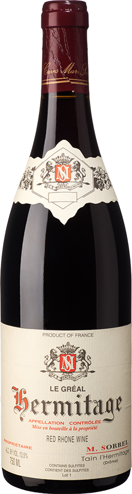 2020 Hermitage Le Gréal, Marc Sorrel bottle shot.