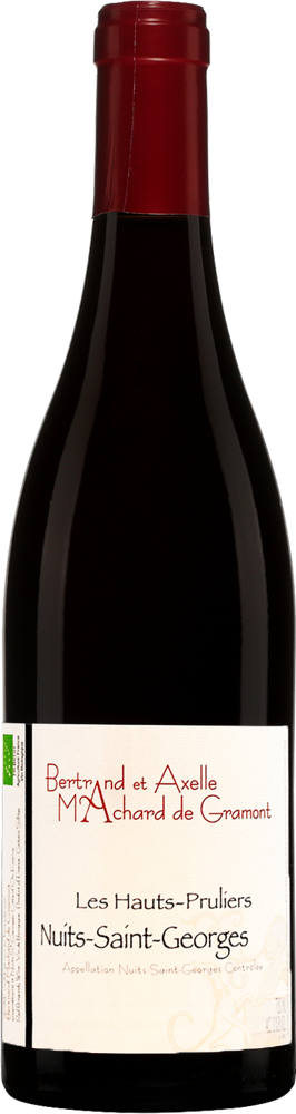 2020 Nuits-St-Georges, Haut Pruliers, Domaine Bertrand et Axelle Machard de Gramont bottle shot.