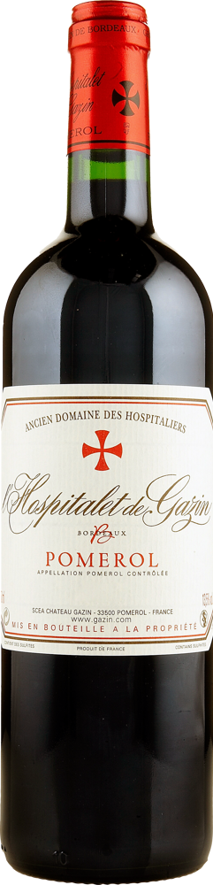2019 L'Hospitalet de Gazin, Pomerol bottle shot.