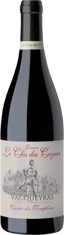 2020 Vacqueyras, Cuvée des Templiers, Domaine le Clos des Cazaux bottle shot.