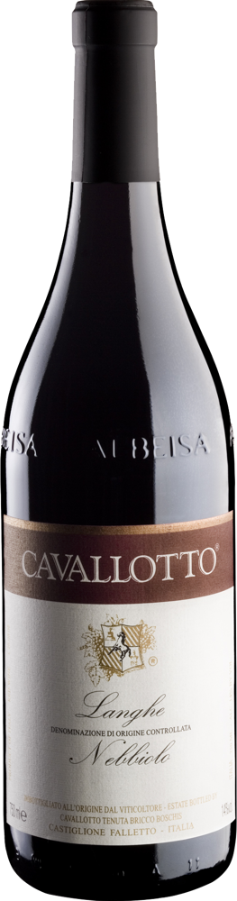 2020 Langhe Nebbiolo, Cavallotto bottle shot.