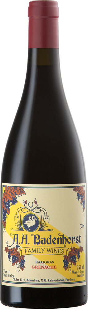 2021 Raaigras Grenache, A.A. Badenhorst, Swartland bottle shot.