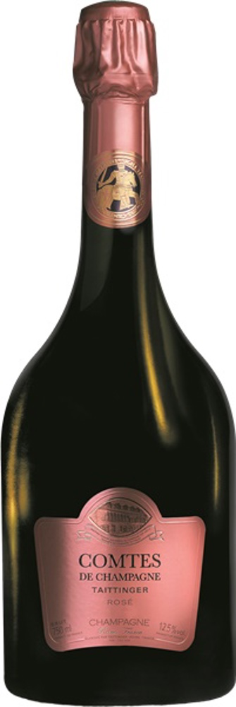 2011 Comtes de Champagne Brut Rosé, Taittinger bottle shot.