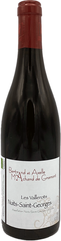 2022 Nuits-St-Georges, Les Vallerots, Domaine Bertrand et Axelle Machard de Gramont bottle shot.