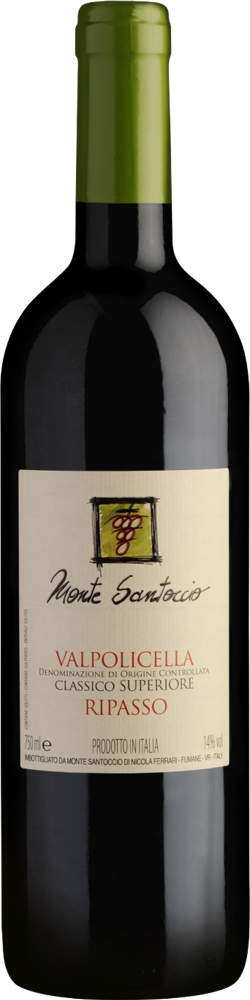 2020 Valpolicella Classico Superiore Ripasso, Monte Santoccio, Nicola Ferrari bottle shot.