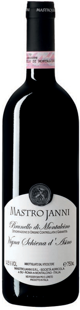 2018 Brunello di Montalcino Schiena d'Asino, Mastrojanni bottle shot.