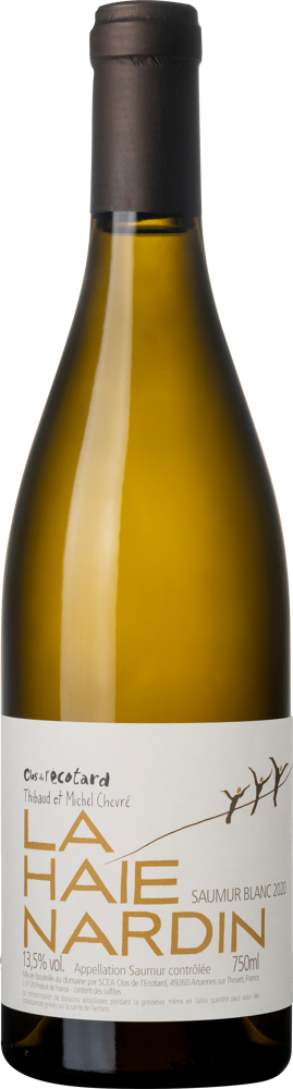 2020 La Haie Hardin Saumur Blanc, Clos de L'Ecotard, Thibaud & Michel Chevré bottle shot.
