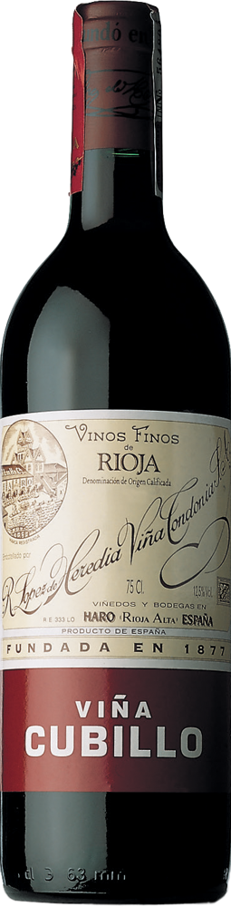 2015 Viña Cubillo Rioja Crianza, López de Heredia bottle shot.