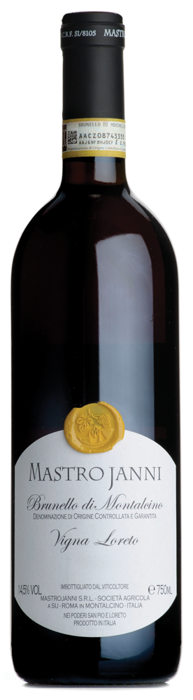 2019 Brunello di Montalcino Vigna Loreto, Mastrojanni bottle shot.