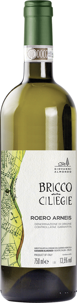 2018 Roero Arneis, Bricco delle Ciliegie, Giovanni Almondo bottle shot.